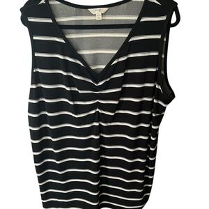 Terra & Sky Black Ruched Sleeveless Tank Top